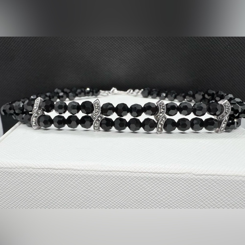 Vintage Elegant Black Beaded Choker Necklace